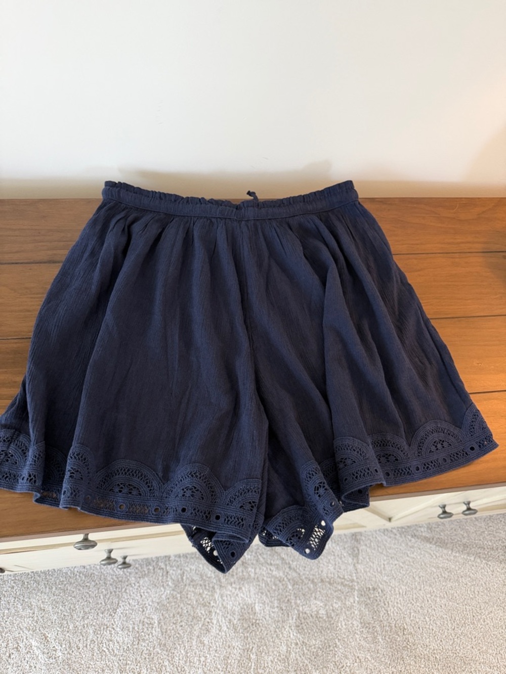 aerie Navy Blue Crochet Trim Lounge Shorts - Picture 6 of 6